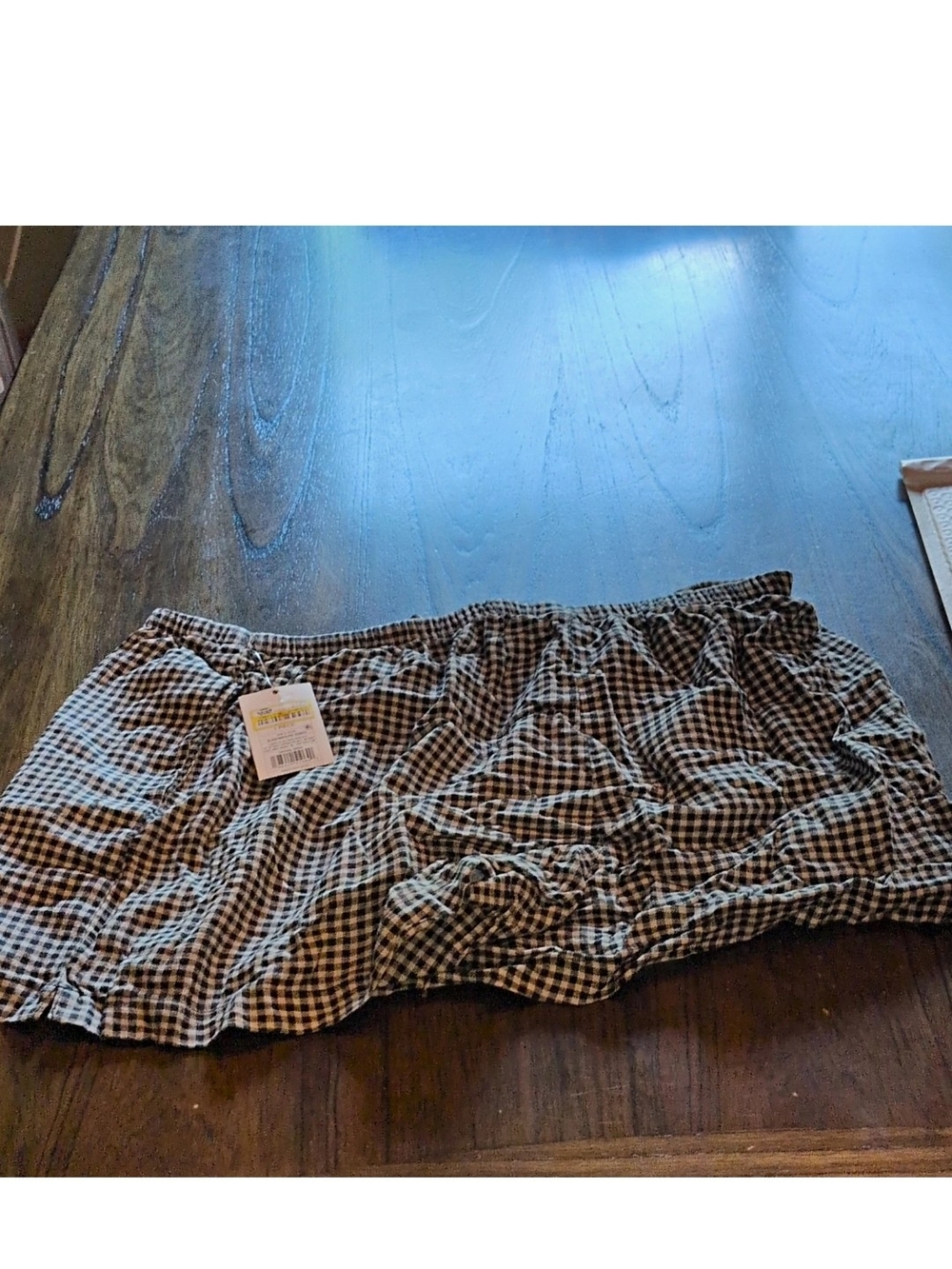 A New Day Women's Black/White Gingham Shorts Size L Elastic Waist Drawstring